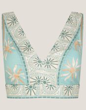 Tashie Sun Print Bikini Top, Blue (AQUA), large