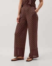 Magdalena Geometric Jersey Trousers, Brown (CHOCOLATE), large