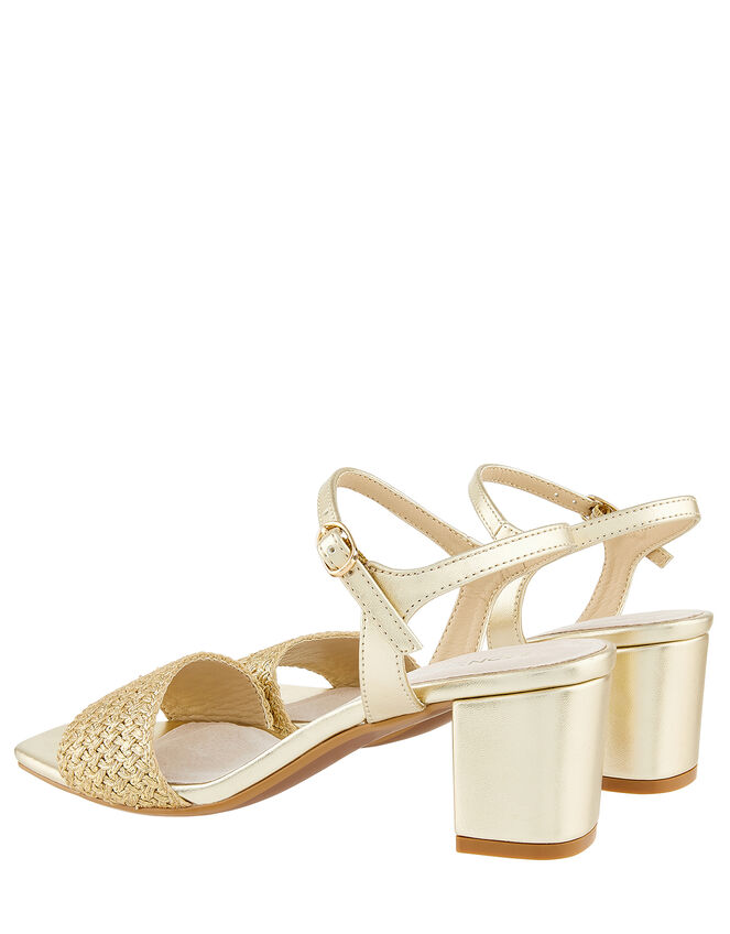 Olive Metallic Occasion Heeled Sandals, Gold (GOLD), large