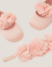 Baby Corsage Booties & Headband Set, Pink (PINK), large
