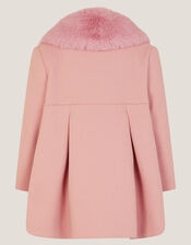 Baby Faux Fur Collar Bow Coat, Pink (PINK), large