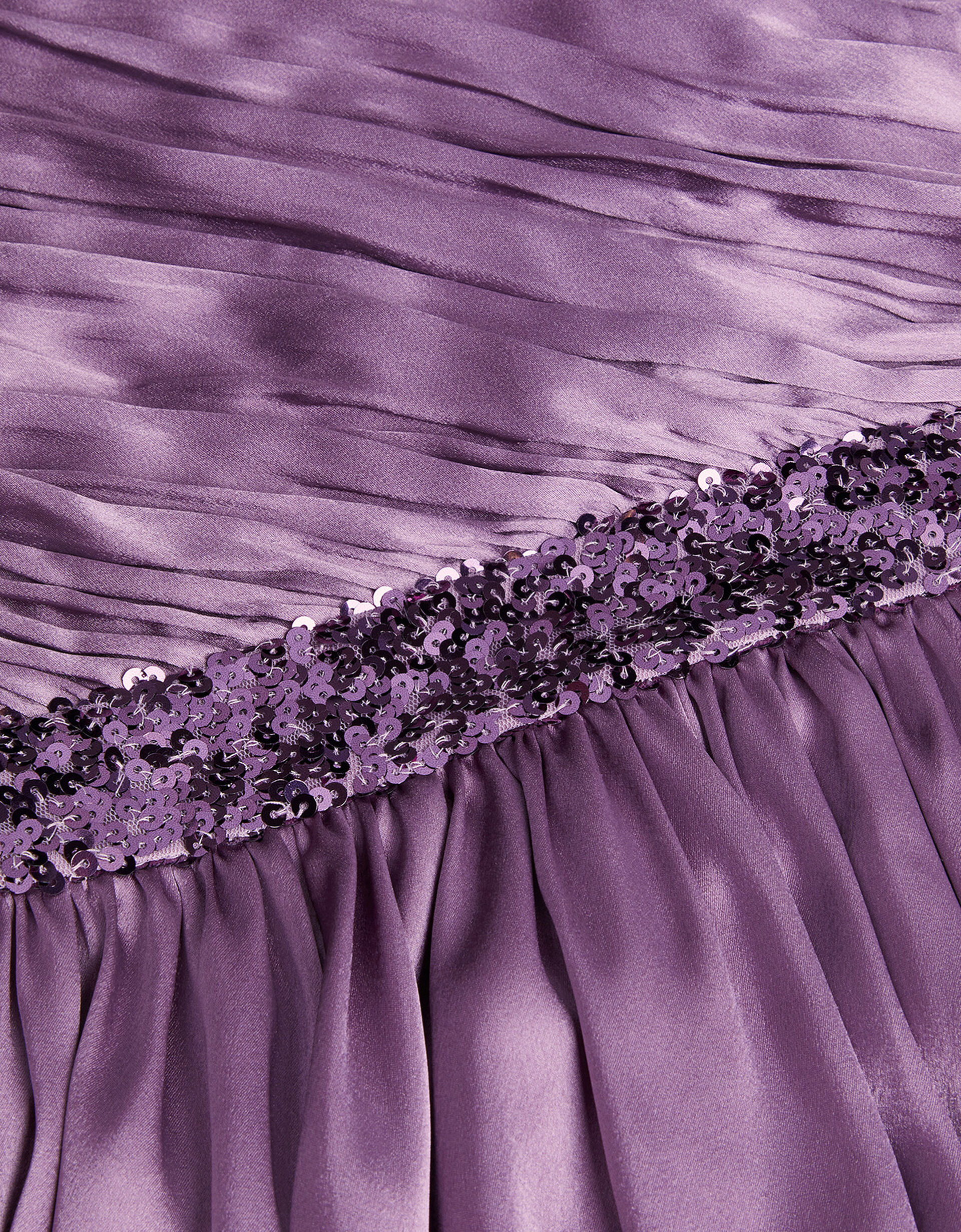 Orchid-Purple Satin Ruffled Dress