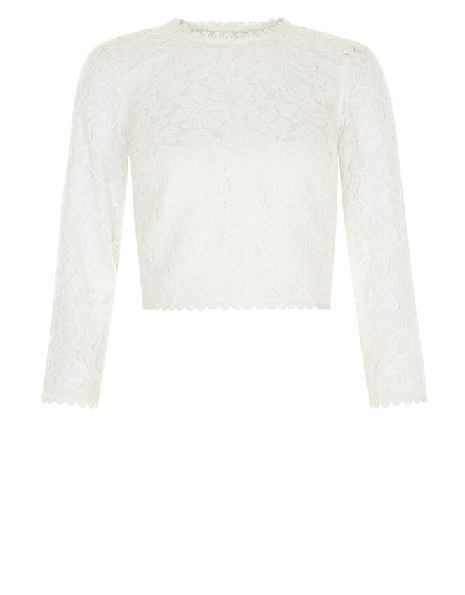 Dominika Lace Bridal Top, Ivory (IVORY), large