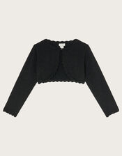 Maeve Sparkle Scallop Cardigan, Black (BLACK), large