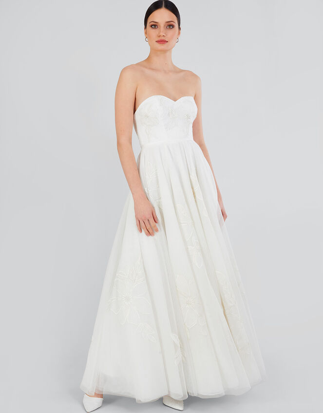 Donna Embroidered Bandeau Maxi Wedding Dress, Ivory (IVORY), large