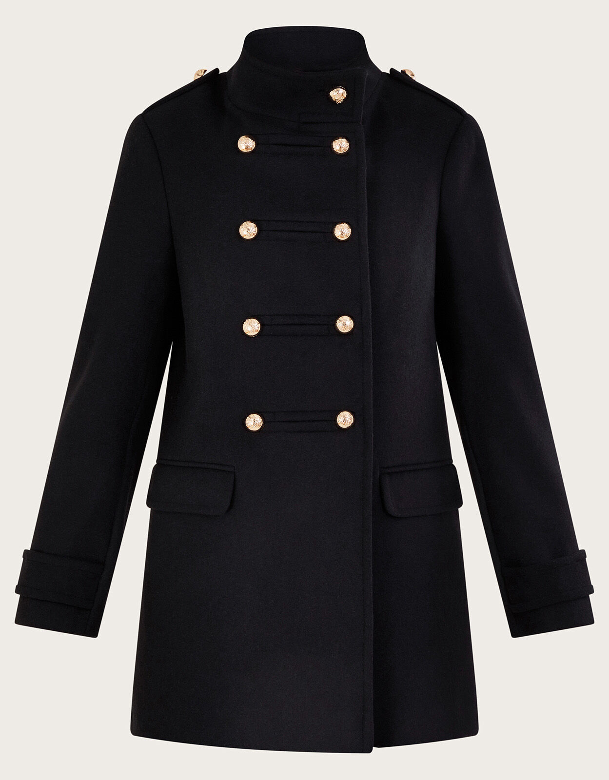 Short black pea coat cheap