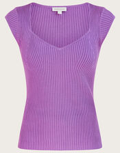 Rib Cap Sleeve Top with LENZING™ ECOVERO™ , VIOLET, large