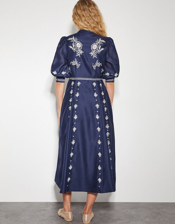 Nadia Embroidered Midi Shirt Dress, Blue (NAVY), large