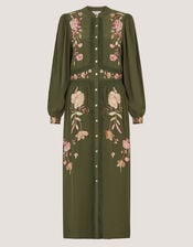 Amelie Floral Embroidered Midi Dress, Green (DARK GREEN), large