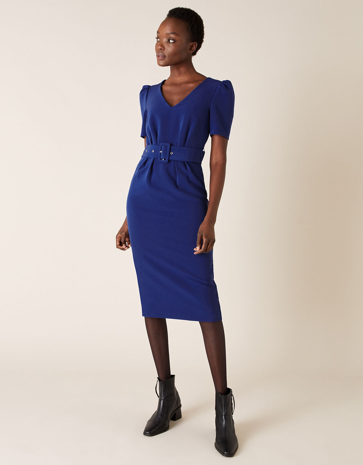Stephanie Belted Shift Dress Blue