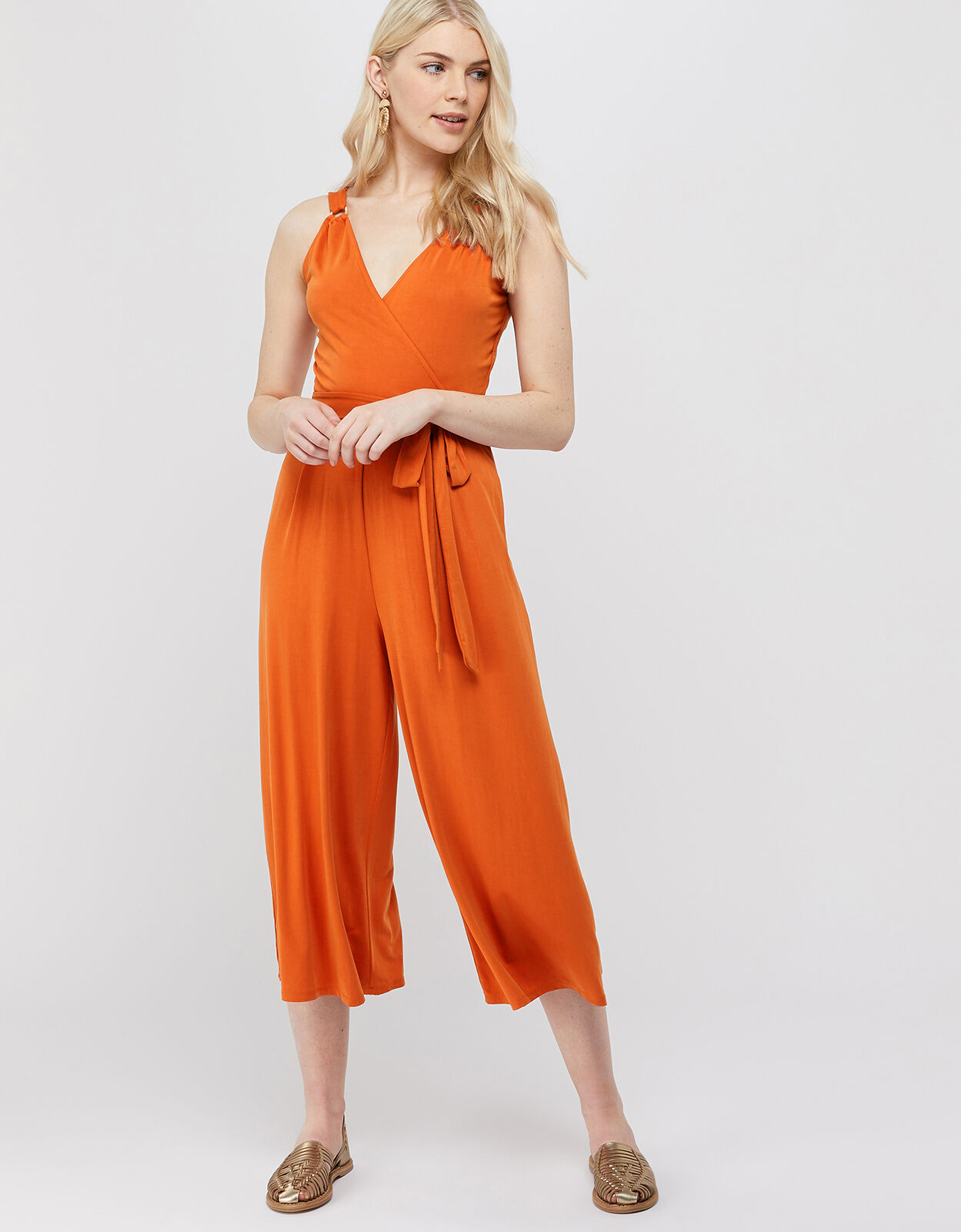 Cooper Jersey Cupro Jumpsuit Orange Jumpsuits Monsoon UK