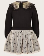 Embellished Floral 2-in-1 Disco Dress, Black (BLACK), large