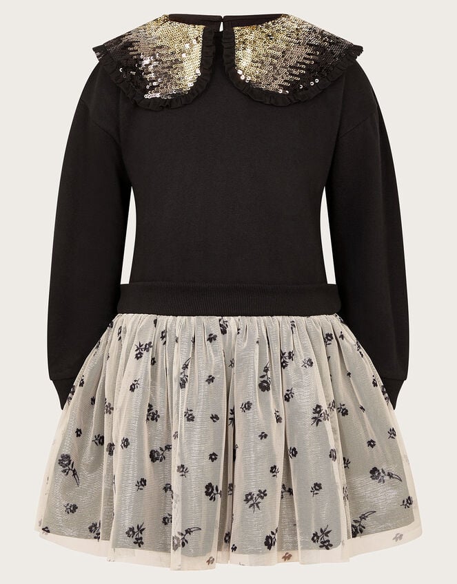 Embellished Floral 2-in-1 Disco Dress, Black (BLACK), large