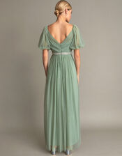 Meghan Mesh Maxi Dress in Recycled Polyester, Green (GREEN), large