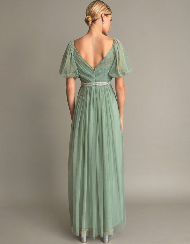 Meghan Mesh Maxi Dress in Recycled Polyester, Green (GREEN), large