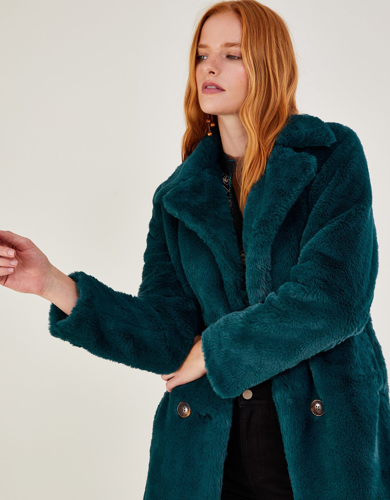 Teal fur coat discount