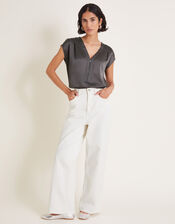 Wilde Sleeveless Satin Top, Grey (GREY), large