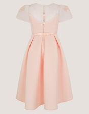 Chiffon Sleeve Floral Embroidered Dress, Pink (PINK), large