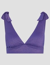 Eve Shimmer Tie-Strap Bikini Top, Blue (NAVY), large