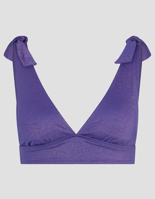 Eve Shimmer Tie-Strap Bikini Top, Blue (NAVY), large