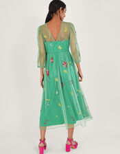 Rosa Embellished Midi Dress, Green (GREEN), large