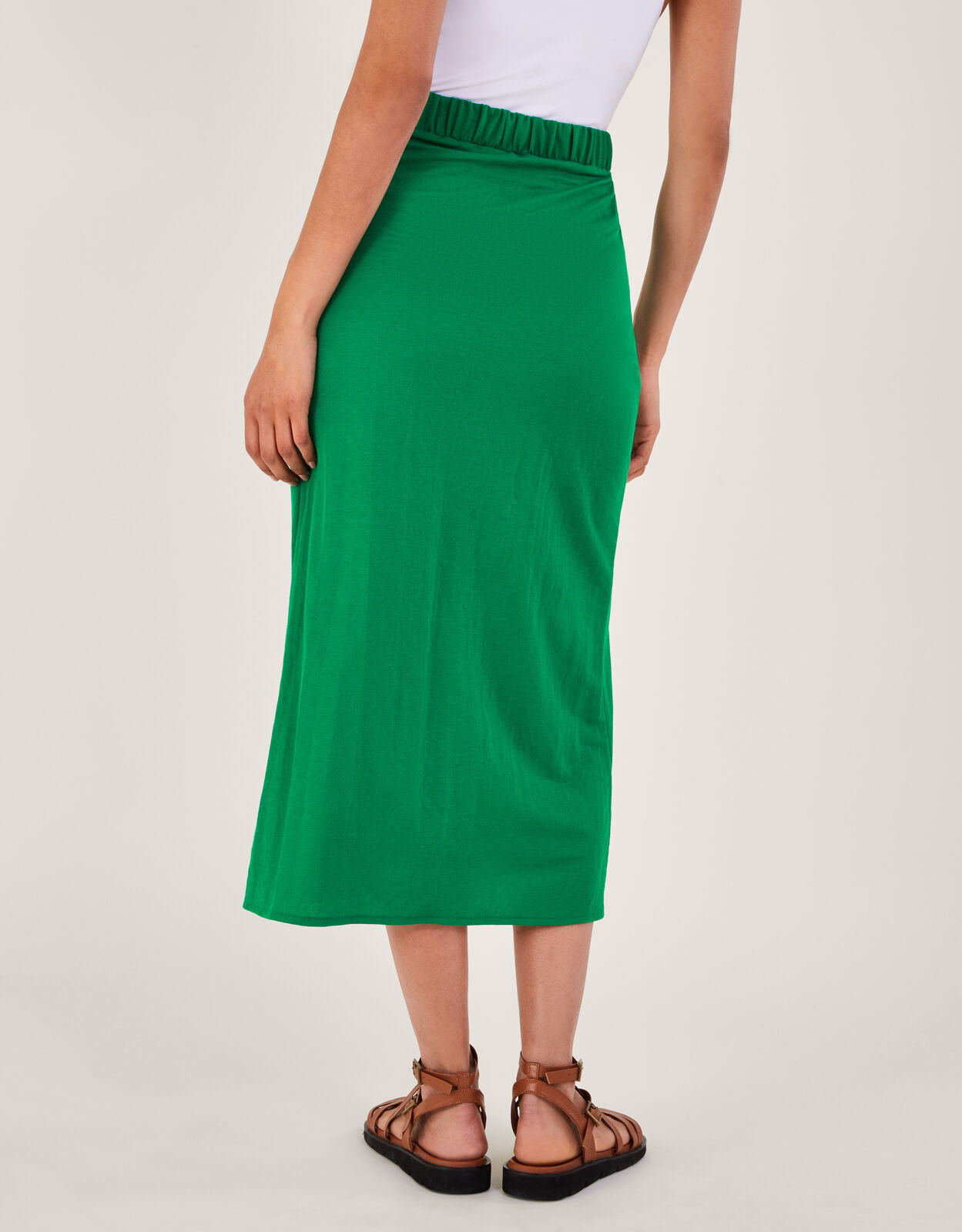 Long green outlet wrap skirt