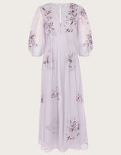 Karen Embroidered Dress in Recycled Polyester Purple