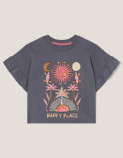 Happy Place Frill T-Shirt, Grey (GREY), large