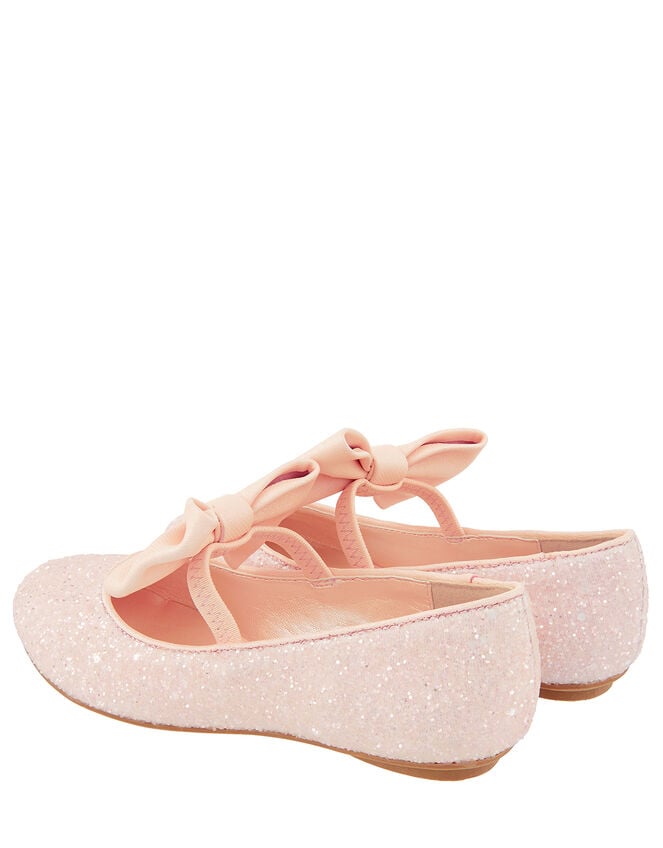 Estella Glitter Bow Ballerina Shoes, Pink (PALE PINK), large