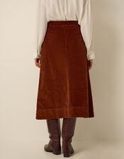 Nicky Corduroy Midi Skirt, Brown (COGNAC), large