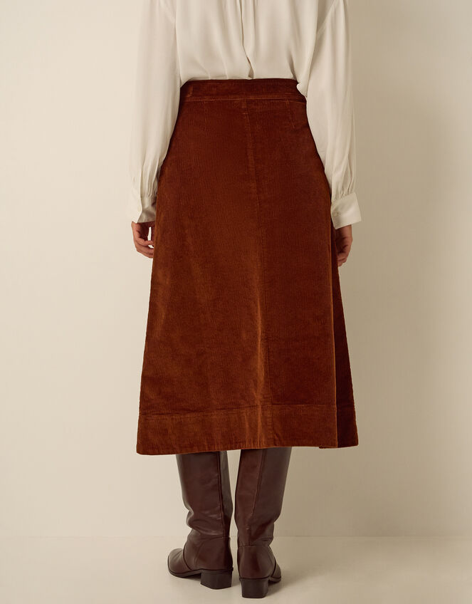 Nicky Corduroy Midi Skirt, Brown (COGNAC), large