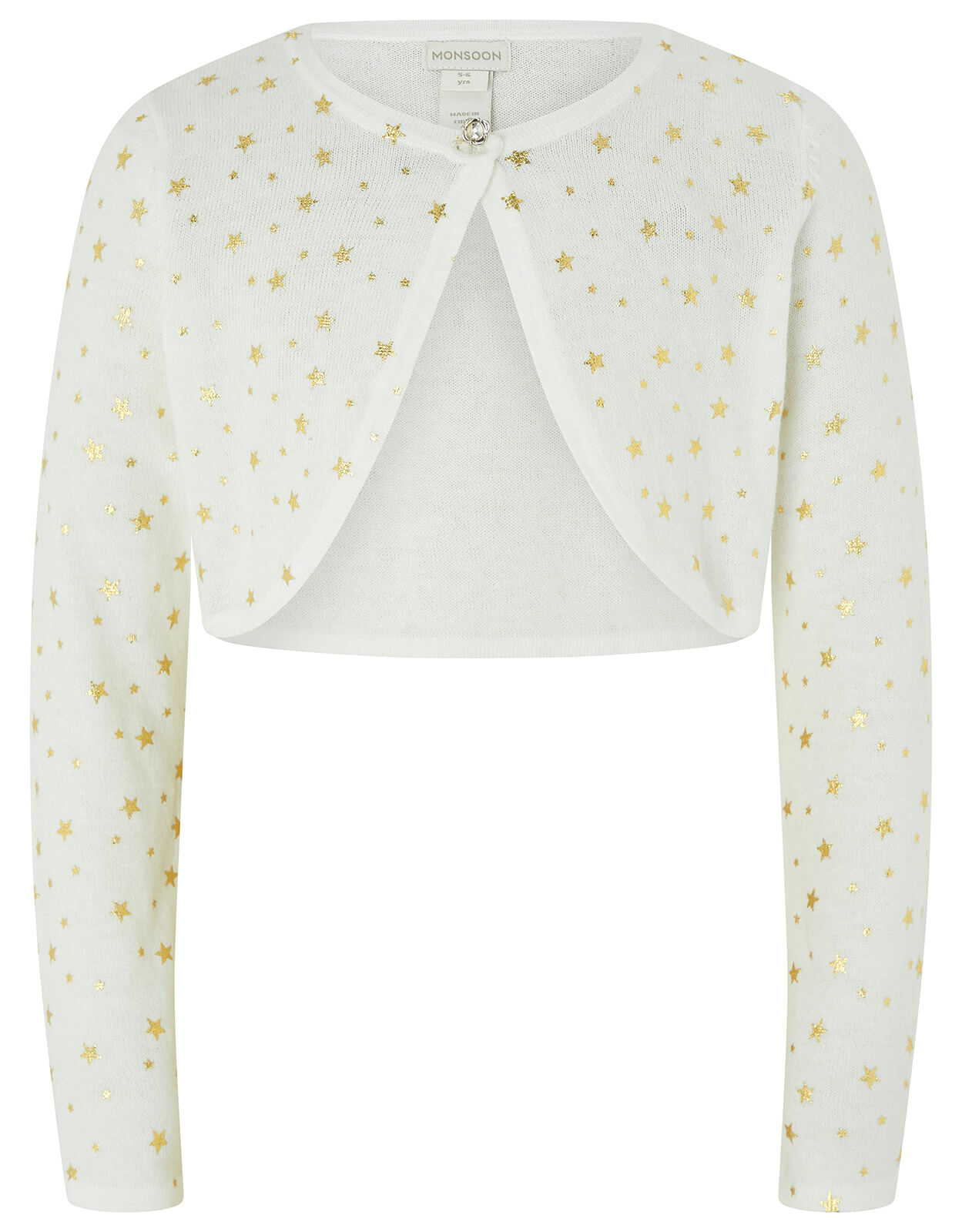 Metallic Star Cropped Cardigan Ivory