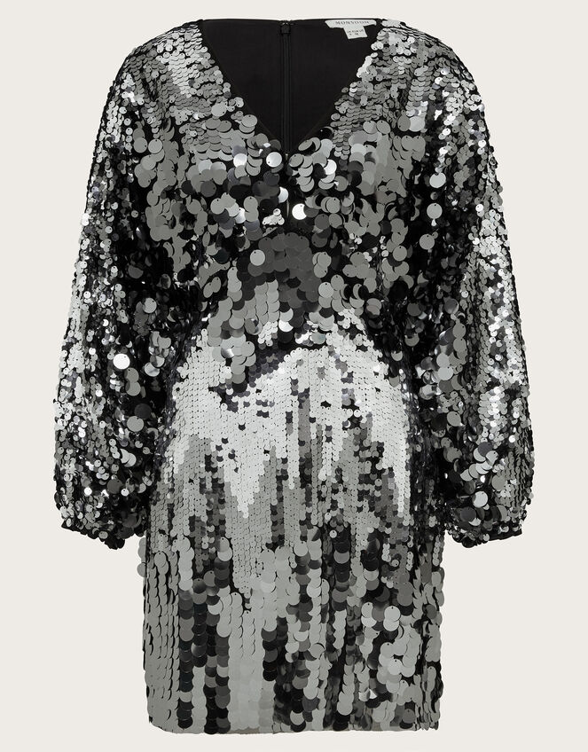 Dina Dolman Sequin Mini Dress, Silver (SILVER), large