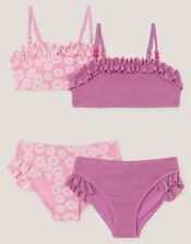 2-Pack Crinkle & Floral Bikini Sets, Multi (MULTI), large