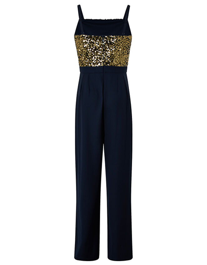 Betsy Sequin Wide-Leg Jumpsuit, Blue (NAVY), large