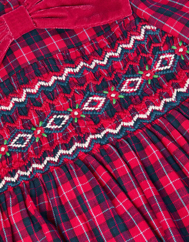 Baby Tartan Smock Dress, Red (RED), large