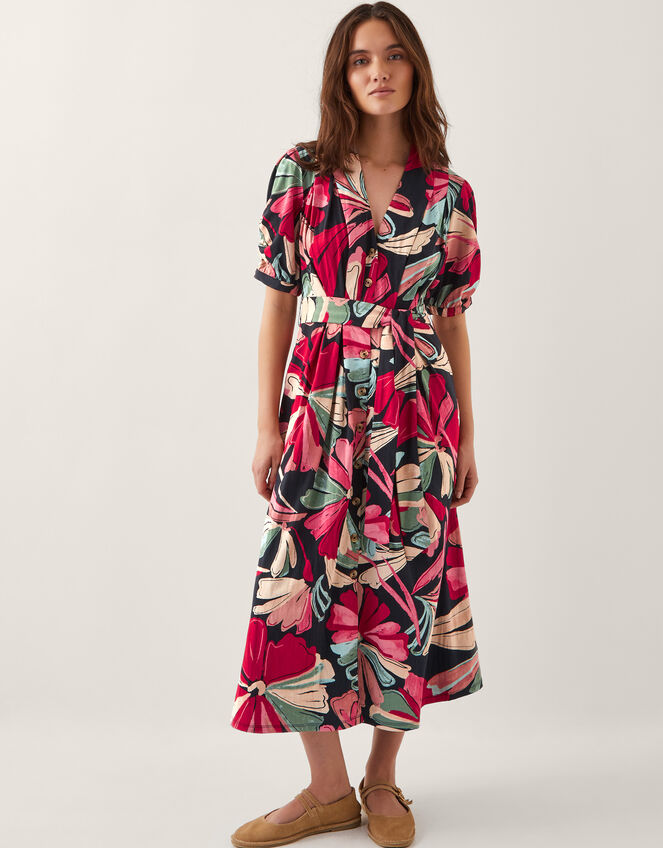Jemima Floral Midi Shirt Dress Red Midi Dresses Monsoon