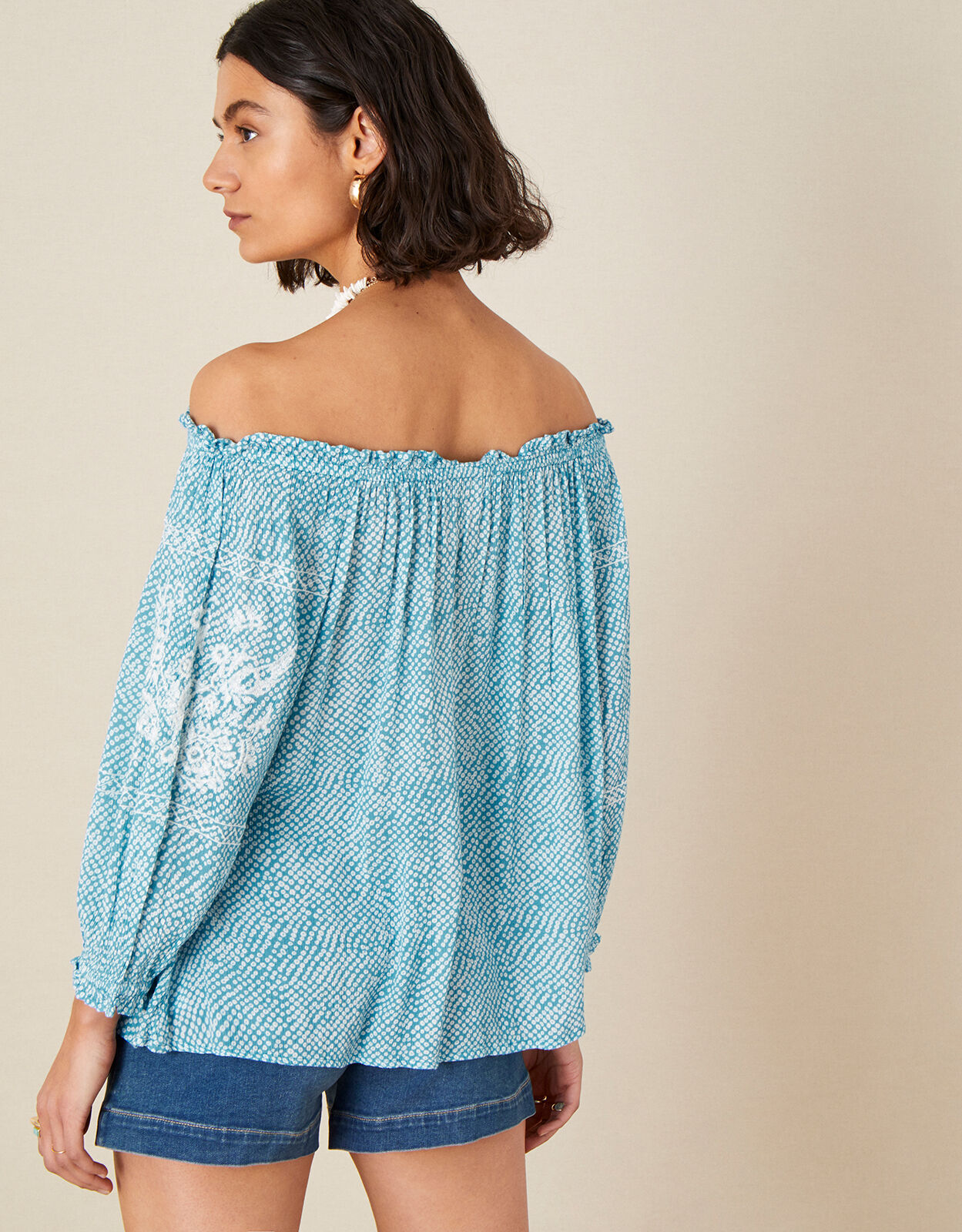 teal off shoulder top