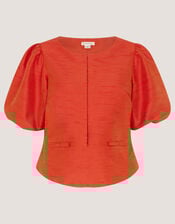 Mila Puff Sleeve Bow Jacket, Orange (ORANGE), large