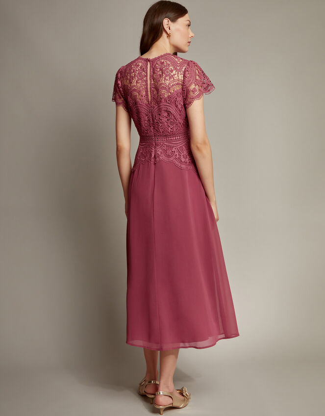 Monica Lace Midi Bridesmaid Dress, DARK PINK, large