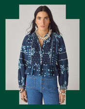 Maison Hotel Sora Print Blouse, Blue (NAVY), large