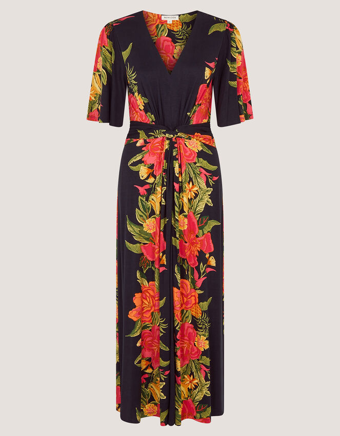 Moana Floral Print Jersey Midi Dress, Blue (NAVY), large