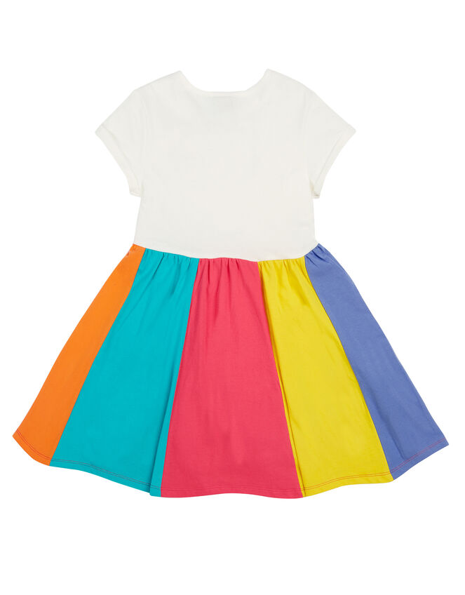 Frugi Rainbow Jersey T-Shirt Dress, Multi (MULTI), large