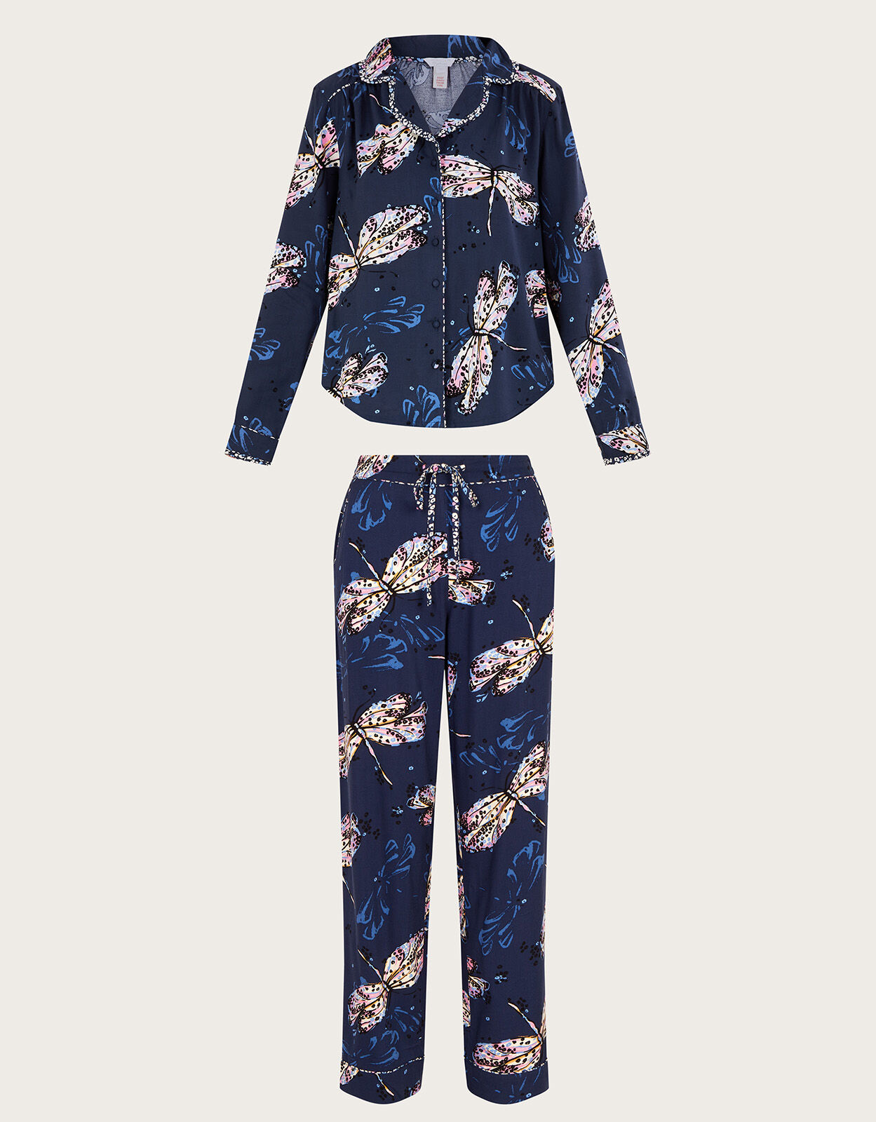 Dragonfly Print Pyjama Set in LENZING ECOVERO Blue Pyjamas