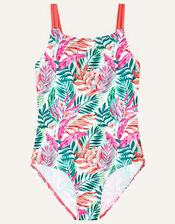 Palm Print Swimsuit with Recycled Polyester, Green (GREEN), large
