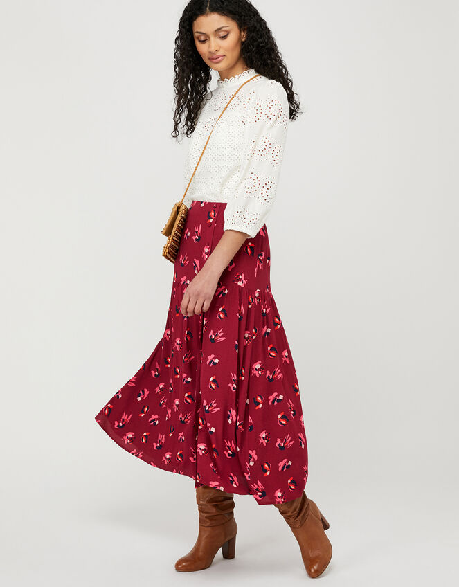 Betty Tiered Skirt with LENZING™ ECOVERO™ , Red (RED), large