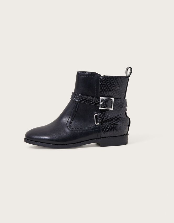 Una Croc Strap Ankle Boots, Black (BLACK), large