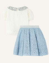 Skirt and Top Lace Set with Detachable Collar, Multi (MULTI), large