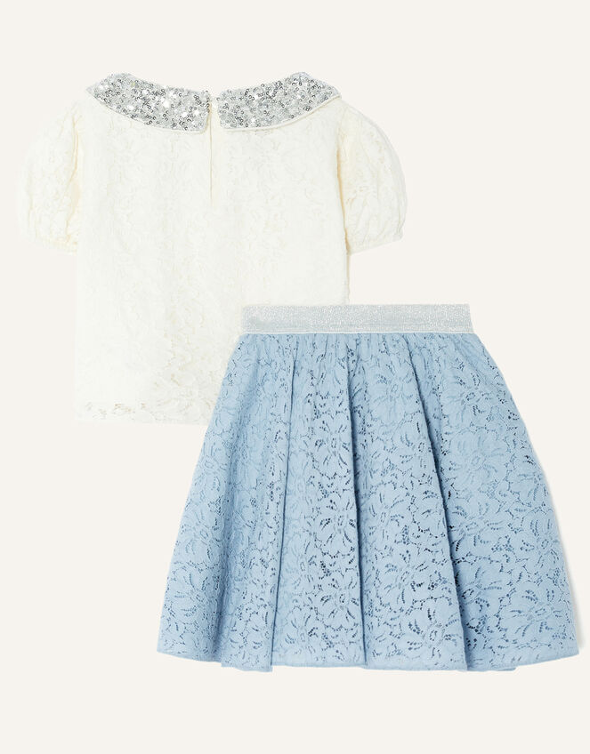 Skirt and Top Lace Set with Detachable Collar, Multi (MULTI), large