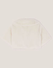 Faux Fur Collared Shrug, Ivory (IVORY), large